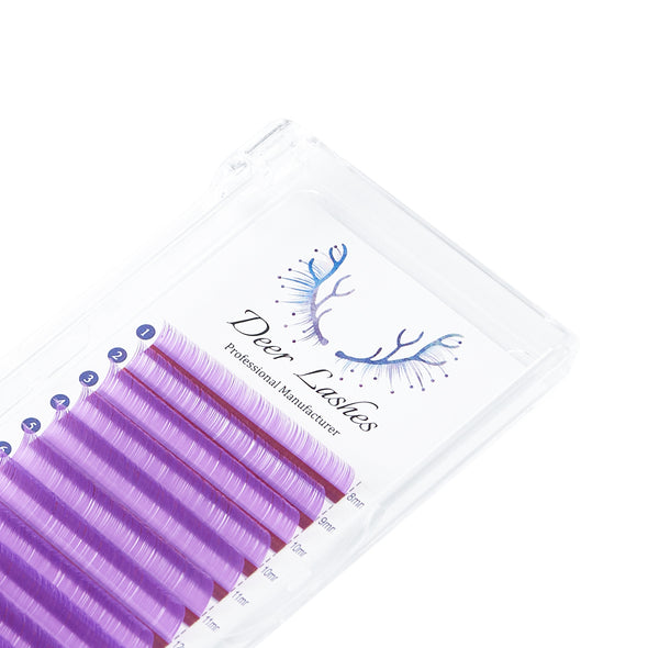 Purple Eyelash Extension 0.07 C/D Mix Trays DeerLashes