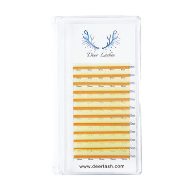 Yellow Eyelash Extension 0.07 C/D Mix Trays DeerLashes