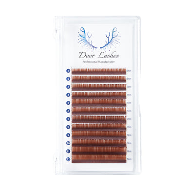 Brown Eyelash Extension 0.07 C/D Mix Trays DeerLashes