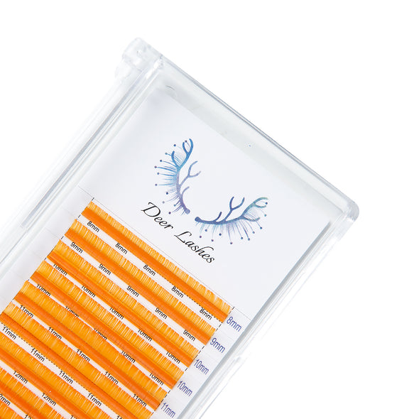 Orange Eyelash Extension 0.07 C/D Mix Trays DeerLashes