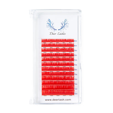 Red Eyelash Extension 0.07 C/D Mix Trays DeerLashes