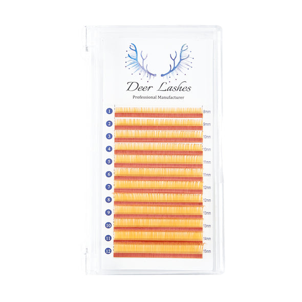 Orange Eyelash Extension 0.07 C/D Mix Trays DeerLashes