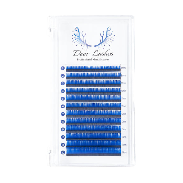 Blue Eyelash Extension 0.07 C/D Mix Trays DeerLashes